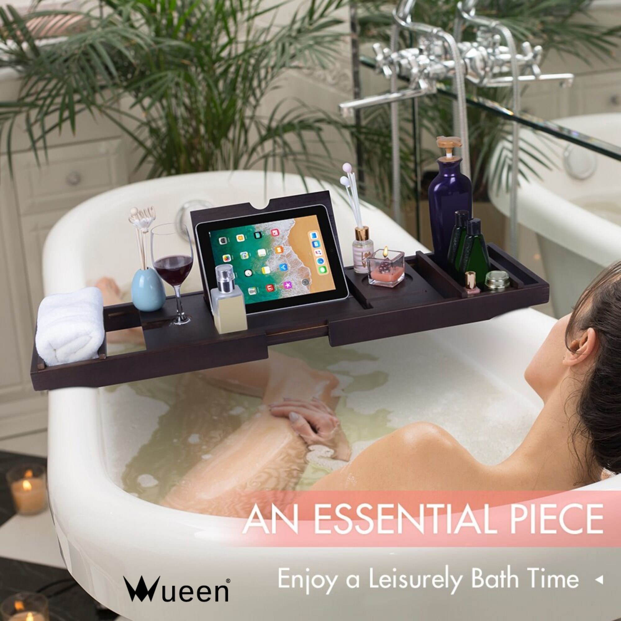 Natürlicher Luxus Bambus Badewanne Caddy Wohndekoration | Etsy