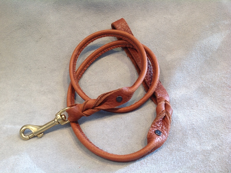 4ft Rolled Luxury Soft Leather Leash image 2