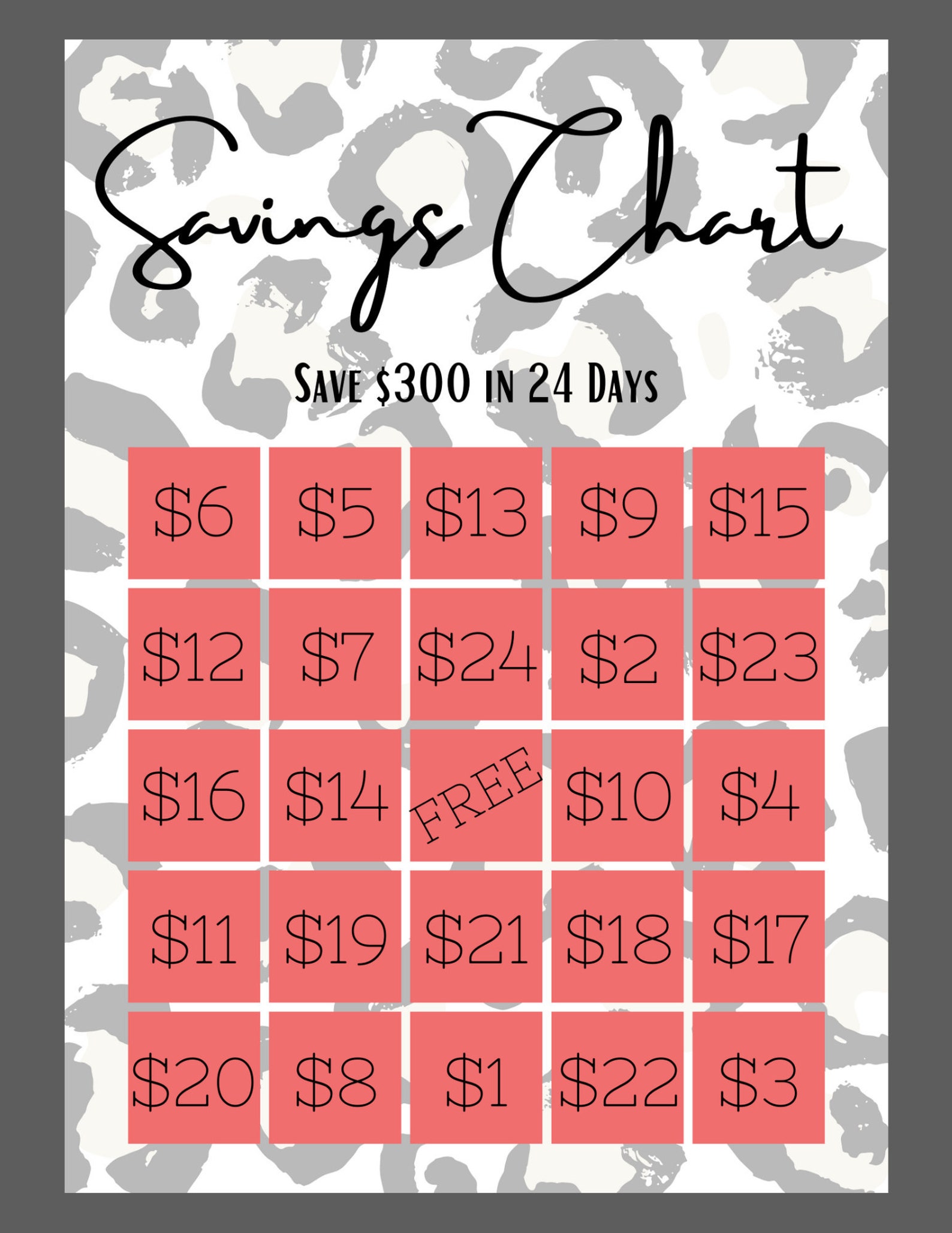 Savings Chart Save 300 in 24 day | Etsy