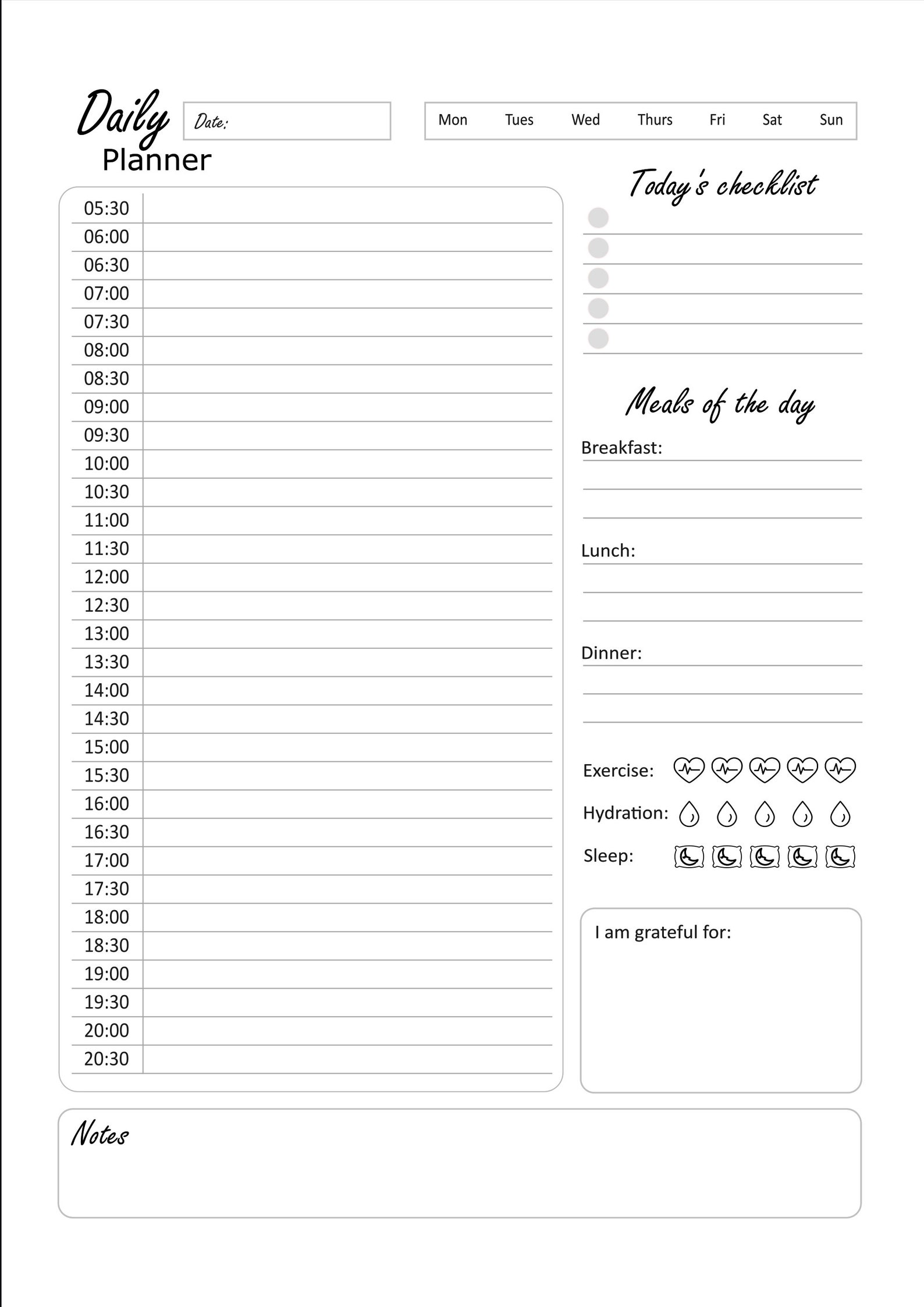 Printable Planner. Daily Planner. A4. A5. US Letter. PDF. Etsy Canada