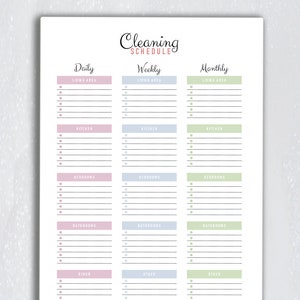 Printable Cleaning Schedule.blank &amp; Detailed. Editable PDF. | Etsy