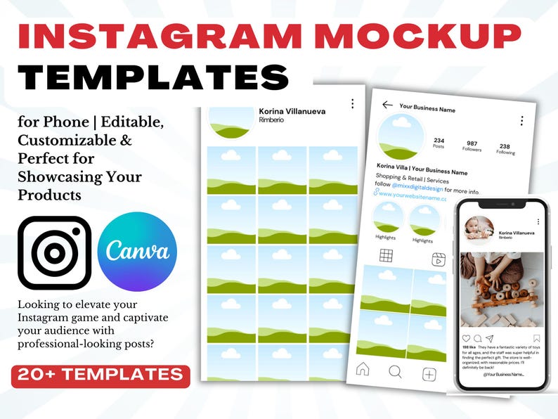 Editable Instagram Mockup Templates | Phone Product Showcase - Etsy