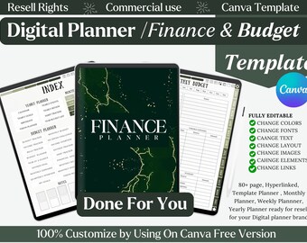 Digital Finance Planner Template, Editable Budget Planner (Canva)