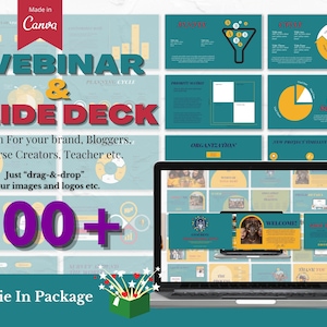 Webinar and Slide Deck for Online Course, Masterclass, Workshop, eCourse, Canva Templates, Coach Course Creator Canva Presentation Templates
