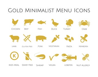 Gold Menu Choice Icons: Minimalist Wedding RSVP (Digital Download)