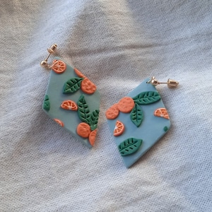 Diamond Dangle | Orange Fruit Polymer Clay Earrings