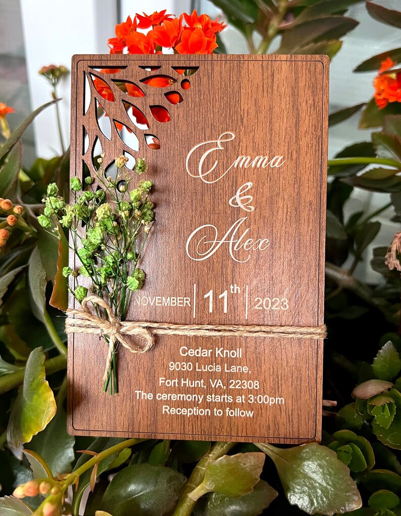 Wooden Wedding Invitation Wooden Invitations Wooden Etsy