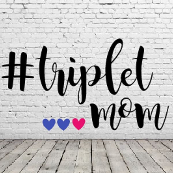 Triplet Mom Decal, Proud Mother Vinyl Sticker for Vehicle, Perfect Gift for New Moms of Triplets