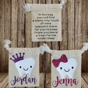 Tooth Fairy Bag, Customizable Pouch with Poem, Magical Keepsake for Children&#39;s Lost Teeth