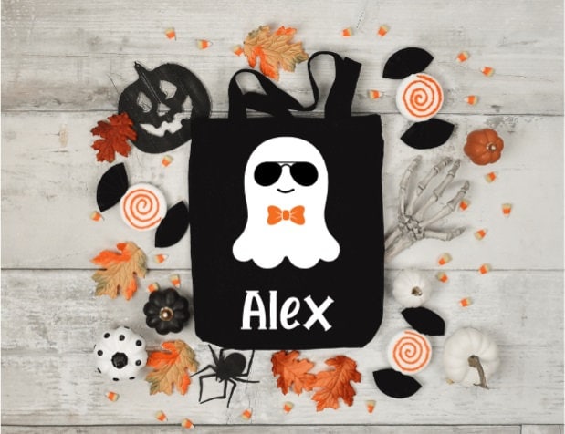 Personalized Trick or Treat Bags, Halloween Tote Bag, Trick or Treat,…