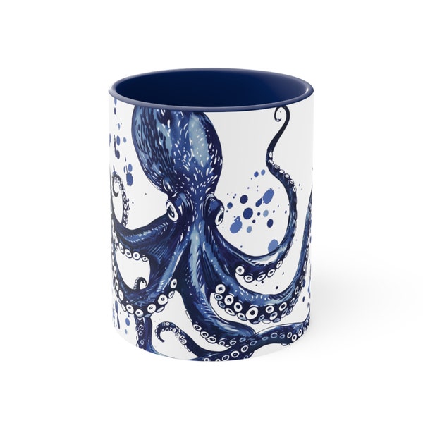 Octopus Mug | Squid Decor | Blue Octopus Coffee Cup | Ocean Academia | Father's Day Gifts | Dad Mug | Nautical Gift