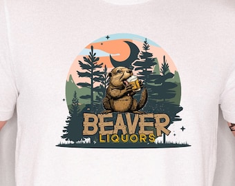 Beaver Liquors Graphic T-Shirt: Funny Adult Humor Tee for Men