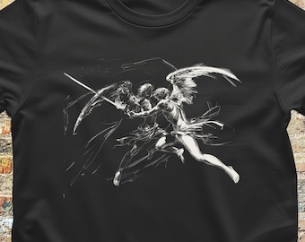 Devil vs Angel Graphic T-Shirt: Gothic Anarchy Tee