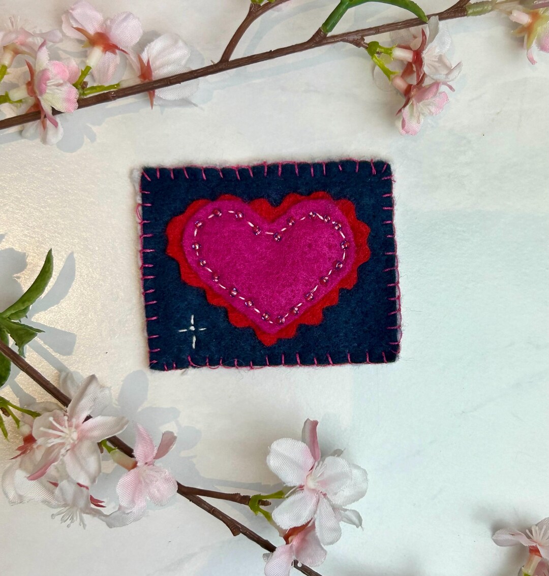 Heart Felt and Embroidered Patch - Etsy
