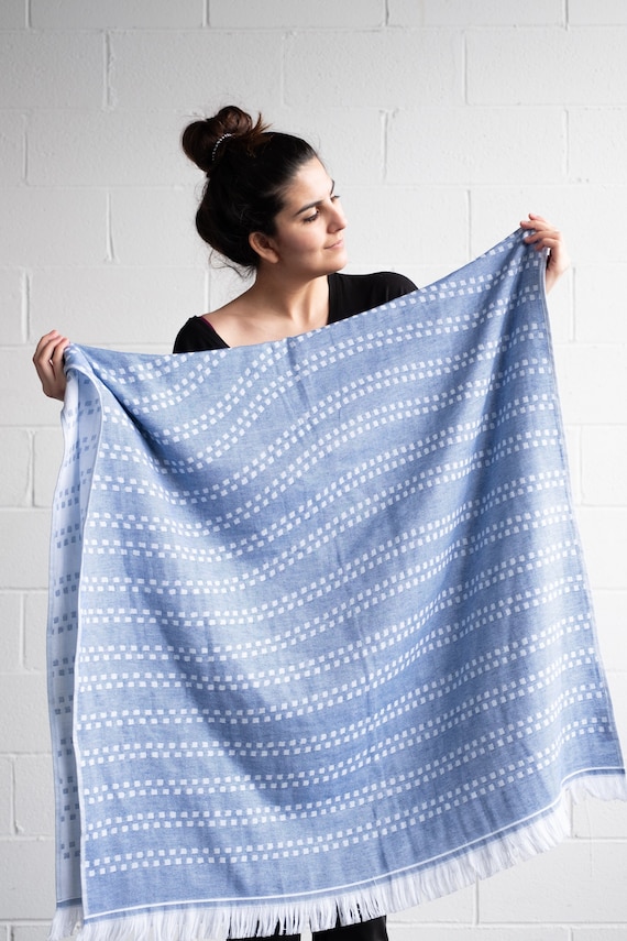 Turkish bath towel, couch throw blanket, home décor gift, ecofriendly towel, bridal shower, décor blanket, Turkish cotton, blue towel