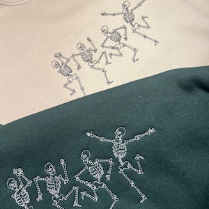 Dancing Skeleton Sweatshirt I embroidered Sweatshirt I embroidery I sweatshirt I embroidered crewneck skeleton image 6