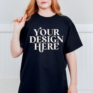 Gildan 5000 Mock up, Black Oversized model shirt Mockups, hipster model Mock-up, Print on demand, G5000 mock-up, minimalist lifestyle mockup
