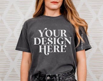 Comfort Colors 3023CL Pepper boxy tee mockup 3023 CL Mock up edgy gemodelleerde tee mockups Heldere en luchtige mock zomer esthetische SVG mockups