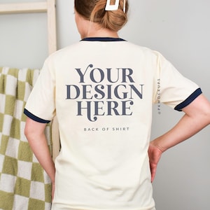 Next Level 3604 mockup Back of shirt Ringer tee natural navy black mock up NL3604 Unisex cotton ringer tee printify mock-up simple modeled