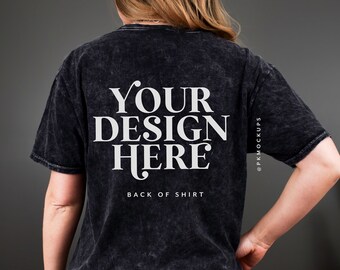 Colortone 1300 black mockup back C1300 Tshirt Model Mock up Oversized tee mock Color tone mineral wash tee mock-up dark Western Gothic mock