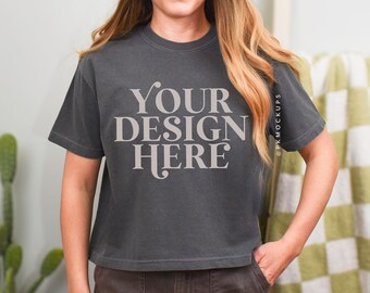 Comfort Colors 3023CL boxy tee mockup Pepper 3023 CL Mock up lente gemodelleerde tee mockups Heldere en luchtige mock woestijn esthetische SVG mockups