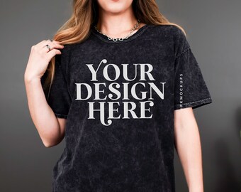 Colortone 1300 black mockup C1300 Tshirt Model Mock up Oversized tee mock Color tone mineral wash tee mock-up dark Western Gothic mock-up
