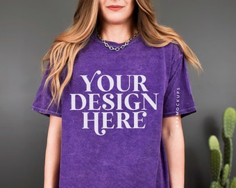 Colortone 1300 purple mockup C1300 Tshirt Model Mock up Oversized tee mock Color tone mineral wash tee mock-up dark Western aesthetic mock
