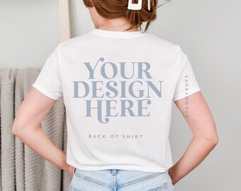 Bella Canvas 8882 White Crop Top Mockup: Back View (JPG)