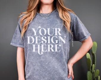 Colortone 1300 Grey mockup C1300 Tshirt Model Mock up Oversized tee mock Color tone unisex mineral wash tee mock-up dark Western Gothic mock