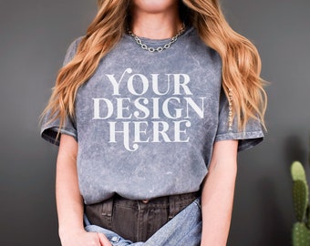 Colortone 1300 Grey mockup C1300 Tshirt Model Mock up Oversized tee mock Color tone unisex mineral wash tee mock-up dark Western Gothic mock