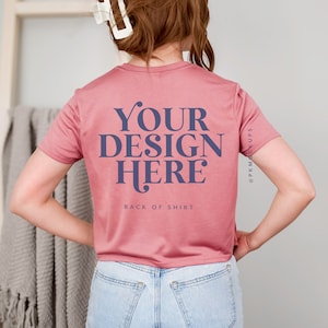Bella Canvas 8882 Backside mauve flowy cropped tee mockup white BC8882 crop top mock up back of shirt mock-up feminine aesthetic mockups
