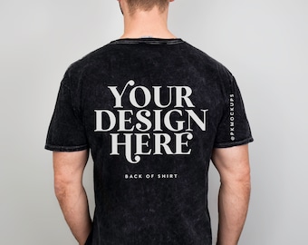 Colortone 1300 black mockup C1300 back of shirt Male Model Mock up Oversized tee mock Color tone unisex mineral wash tee mock-up fathers day