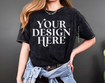 Colortone 1300 black mockup C1300 Tshirt Model Mock up Oversized tee mock Color tone mineral wash tee mock-up dark Western Gothic mock-up
