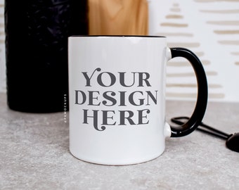 Black Handle White Mug mock up 11 ounce coffee cup mock blank mug mock up SVG mug mock ups 11 oz mockups white blank mockup photos mug