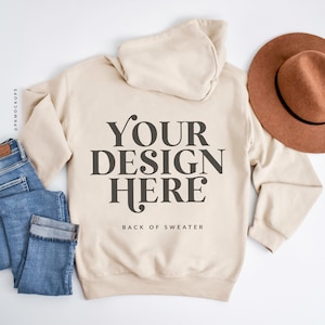 Sand Gildan 18500 Mockup, Hoodie back mock up, G1850 Sweatshirt mock, Flat lay Mockups, Boho modern Mock-up, simple Sweater mock, Flatlay