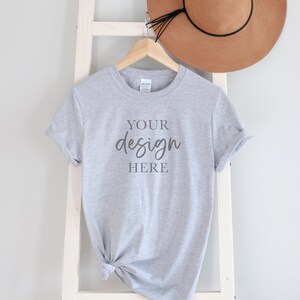 Gildan Mockup Bundle, Softstyle 64000 mock up, lifestyle flat lay, POD Mocks, print on demand, SS G64000, Printful mockup, Printify mockup image 5