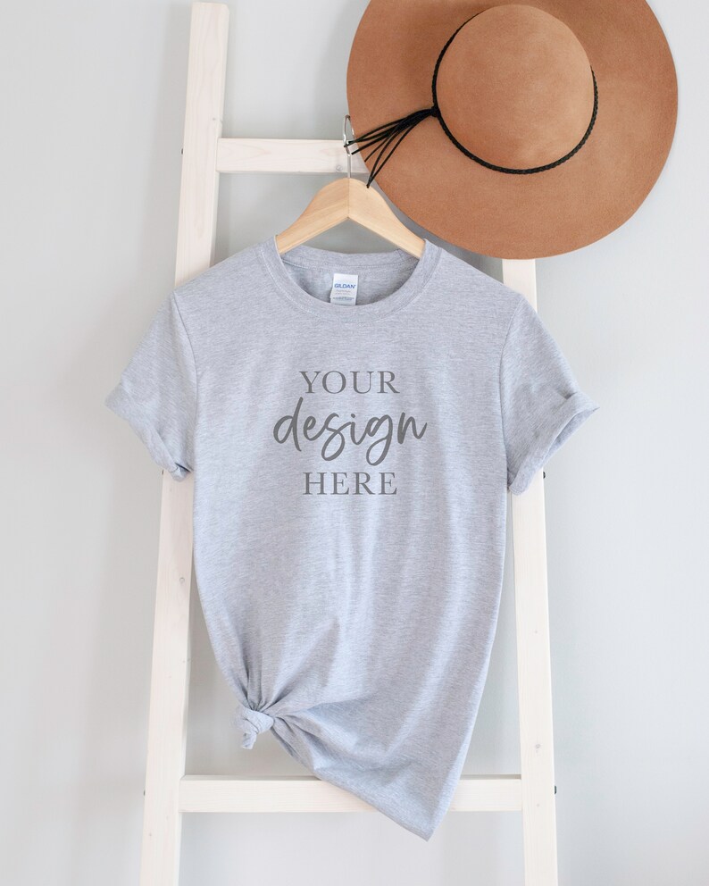 Gildan Mockup Bundle, Softstyle 64000 mock up, lifestyle flat lay, POD Mocks, print on demand, SS G64000, Printful mockup, Printify mockup image 5