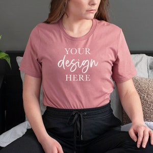 Bella Canvas T-Shirt Mockup, BC3001 Lifestyle Mockup, Bella and Canvas 3001 T-shirt, Mauve Shirt Mock-up, Model Mocks, Print on Demand, Printful