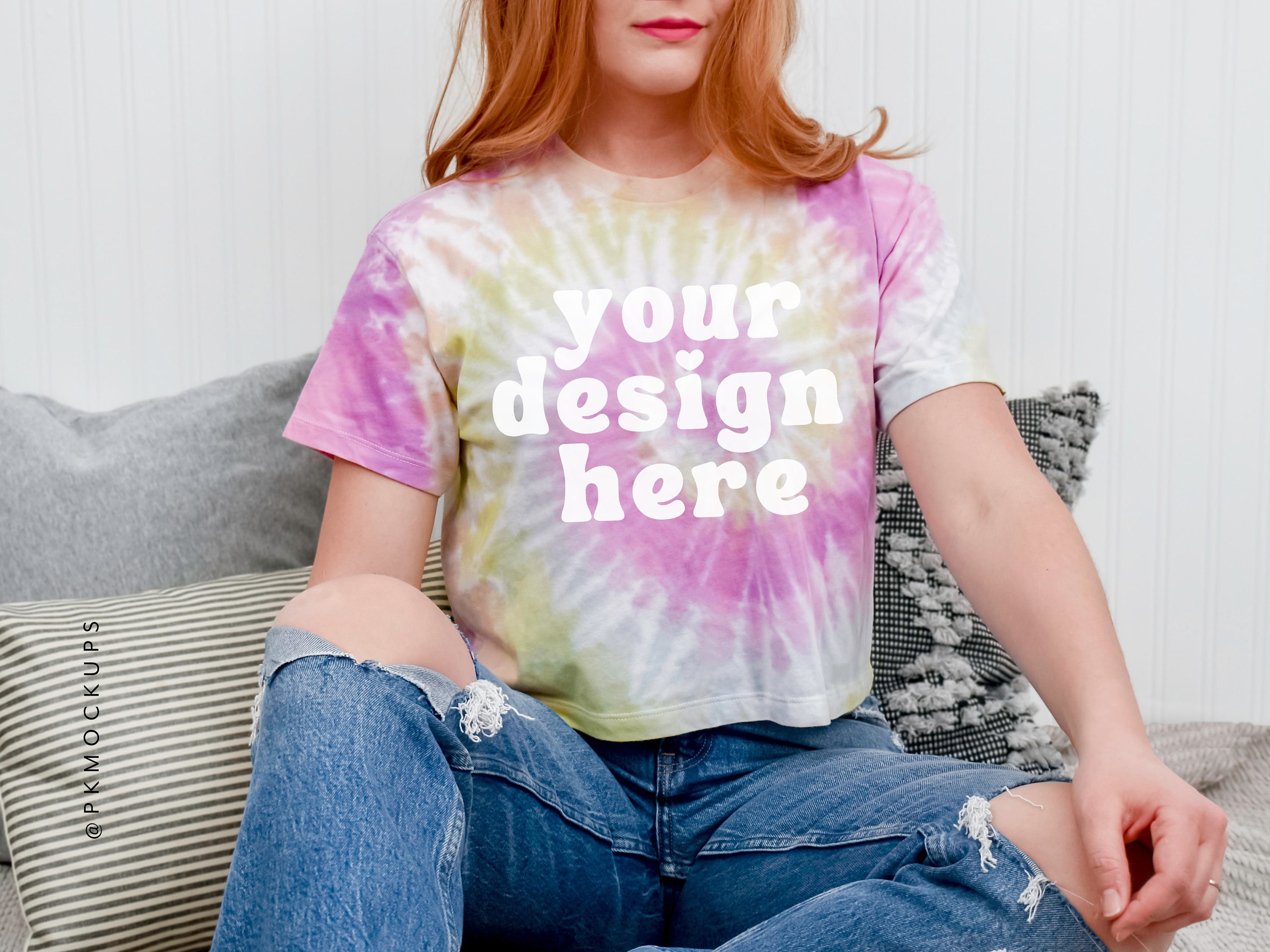 T-shirt Femme Rose Tie-dye (teinture Nouée) - Taille M, 100% Coton, Fait Main En France - Neuf Sans étiquettes