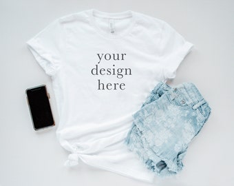 Bella + Canvas 3001 Weißes T-Shirt Mockup | T-Shirt Flatlay Fotografie | Blank white Shirt digitaler Download
