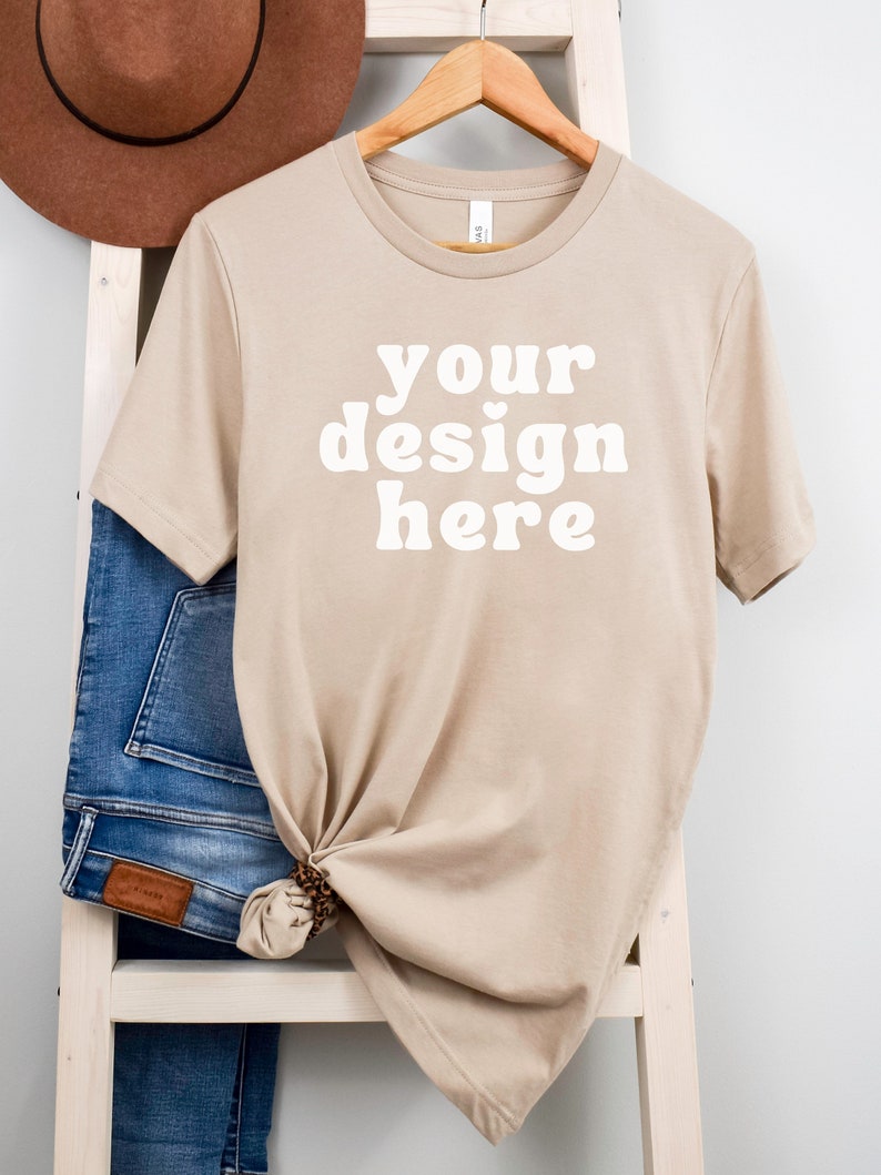 Bella + Canvas Unisex Jersey T-Shirt - Tan, Large - Style 3001 - 100% Combed Ring-Spun Cotton - View #7