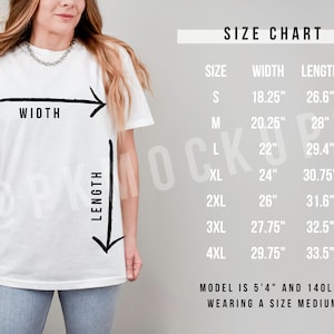 Comfort Colors 1717 Size Guide C1717 Sizing Chart 1717 POD Size Chart Canva Template Comfort Colors Aesthetic Mockup Editable Sizing Chart
