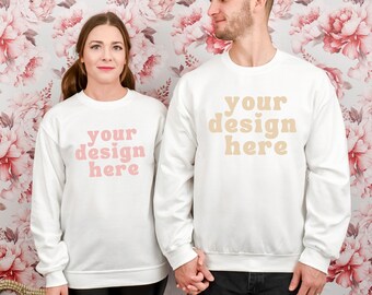 Valentines Couples Mock up, Gildan 18000 White Crewneck Mockup, Gildan Sweatshirt Mock ups, Gildan 18000 Mock-up, Printful Sweater mockups
