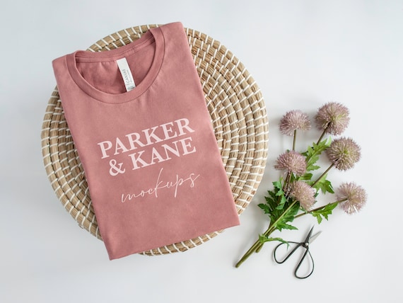 Bella and Canvas 3001 Mockup, Mauve Spring blank tee shirt photo, Folded Flat Tee Mock-up, Print on demand mocks, Printful mock