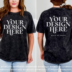 Colortone 1300 Schwarz Vorder- und Rückenmockup, C1300 Tshirt-Modell Mockup, übergroßes T-Shirt-Modell, Farbton Unisex-Mineralwasch-T-Shirt-Modell