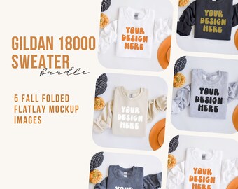 Gildan 18000 Fall Mockup Bundle, Boho Mock-ups, Western Mockups, Autumn flat lay, simple styled mock, modern mocks, folded flatlay mock up