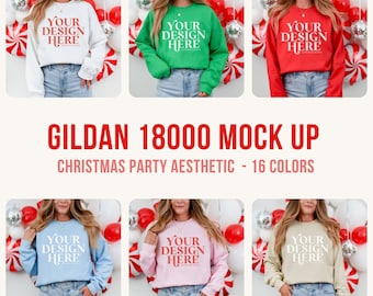 Gildan 18000 Christmas mockup bundle Xmas crewneck real model Mock up Holiday G18000 Mockups festive sweater Mocks winter sweatshirt mock