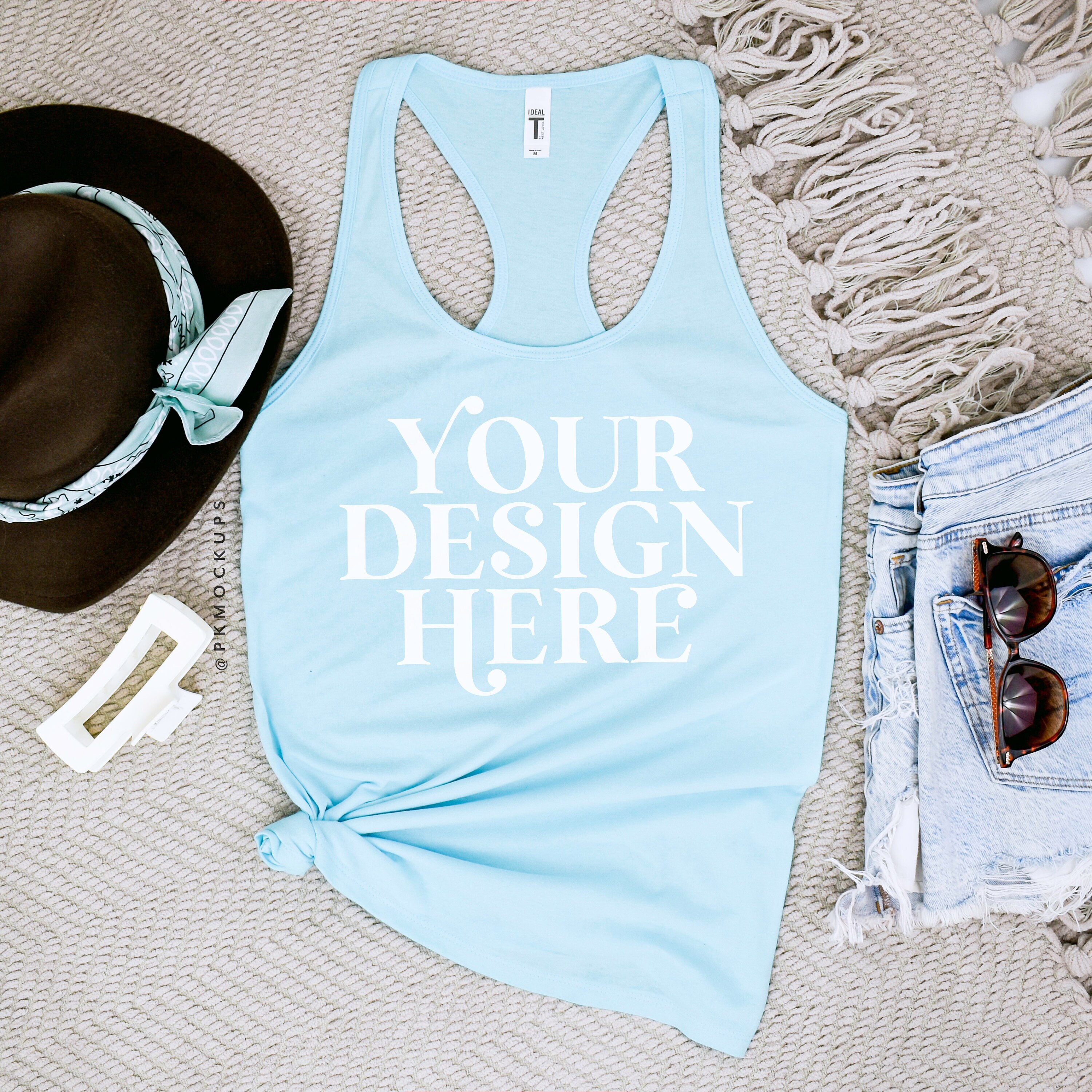 Next Level 1533 Mockup Cancun Blue NL Ideal Tank Coastal Cowgirl