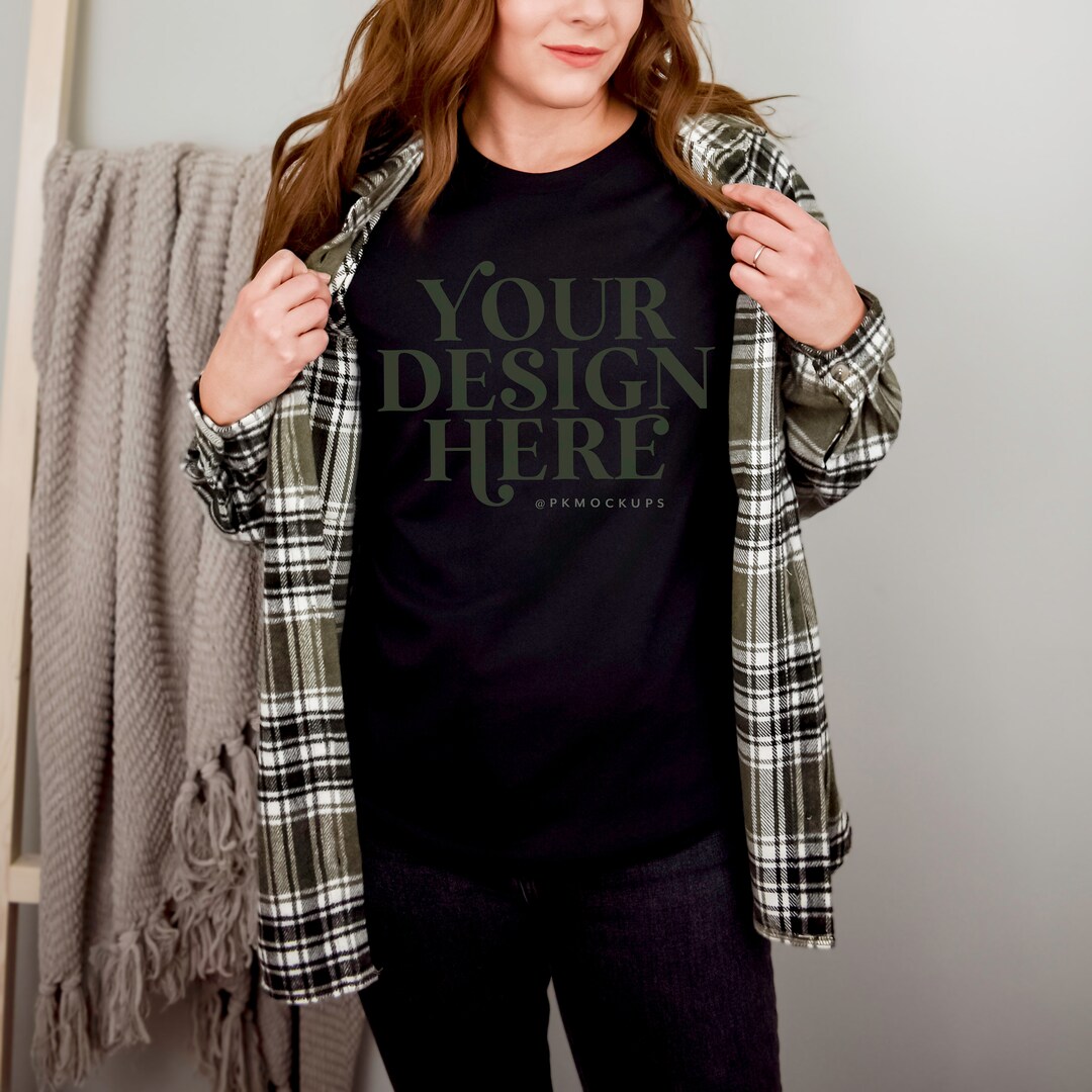 Bella & Canvas 3001 Tshirt Mockup in Black, Bella Canvas Shirt Black T ...