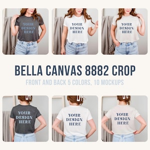 Bella Canvas 8882 flowy cropped tee mockup bundle heather dust BC8882 mauve crop top mock up modern mock-up feminine aesthetic mockups